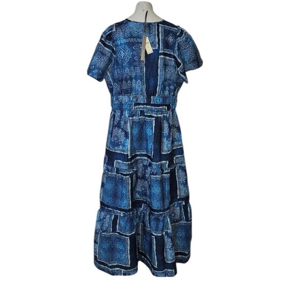 Anthropologie The Somerset Maxi Dress, Short Sleeve, Smocked, Tiered, Blue, XL - Picture 3 of 8